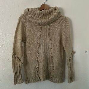 Jasmine Petite KC Wool Blend Cowl Neck Sweater in Cream Sz S